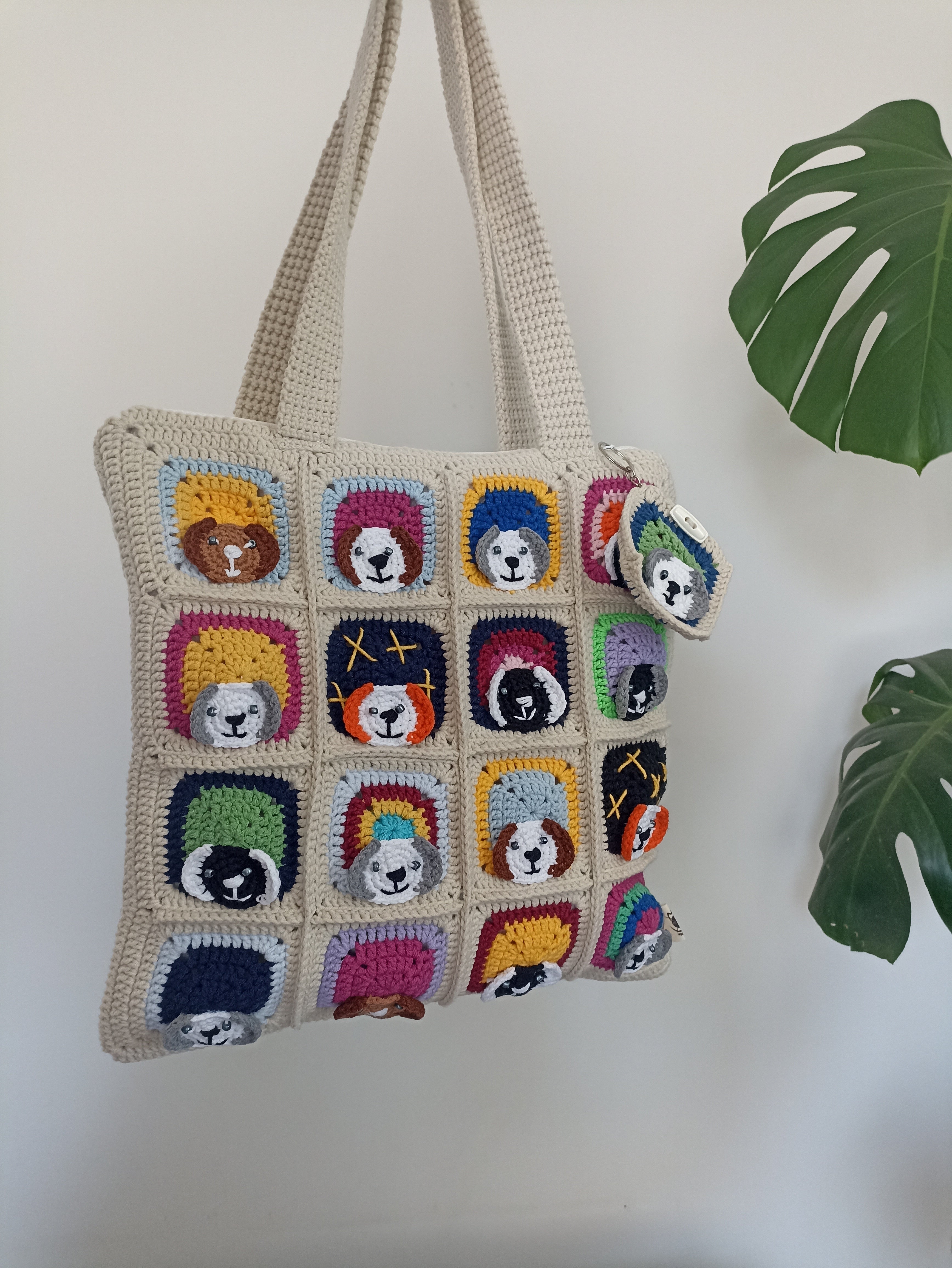 Dog Motif Crochet Bag - Mini Wallet Gift